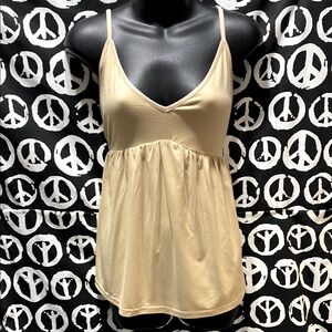 Romance Hut Tan Spaghetti Strap B-neckline Top gathered bottom, SZ L